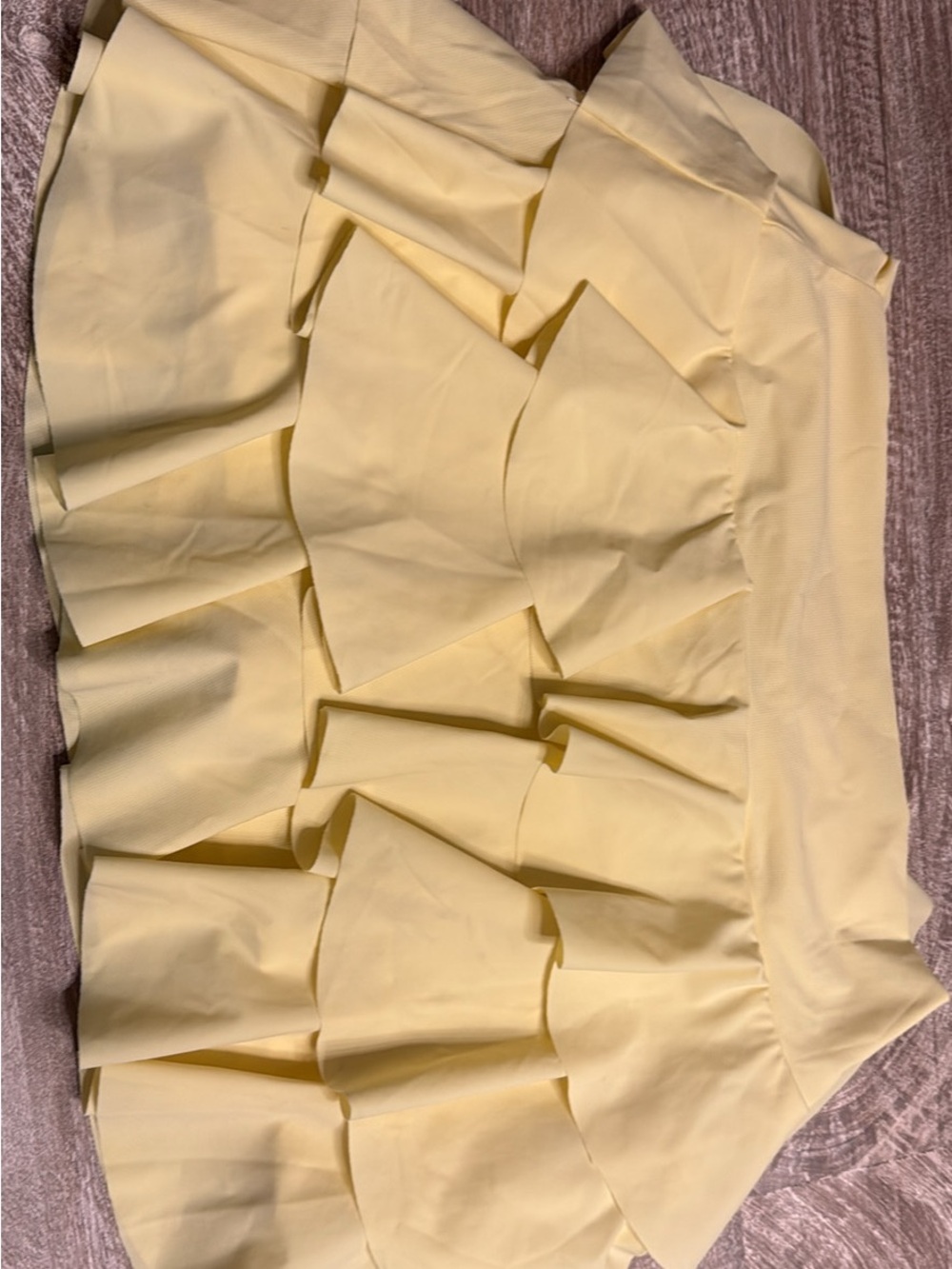 As revival Tiered Ruffle Mini Skort in Pale Yellow size medium